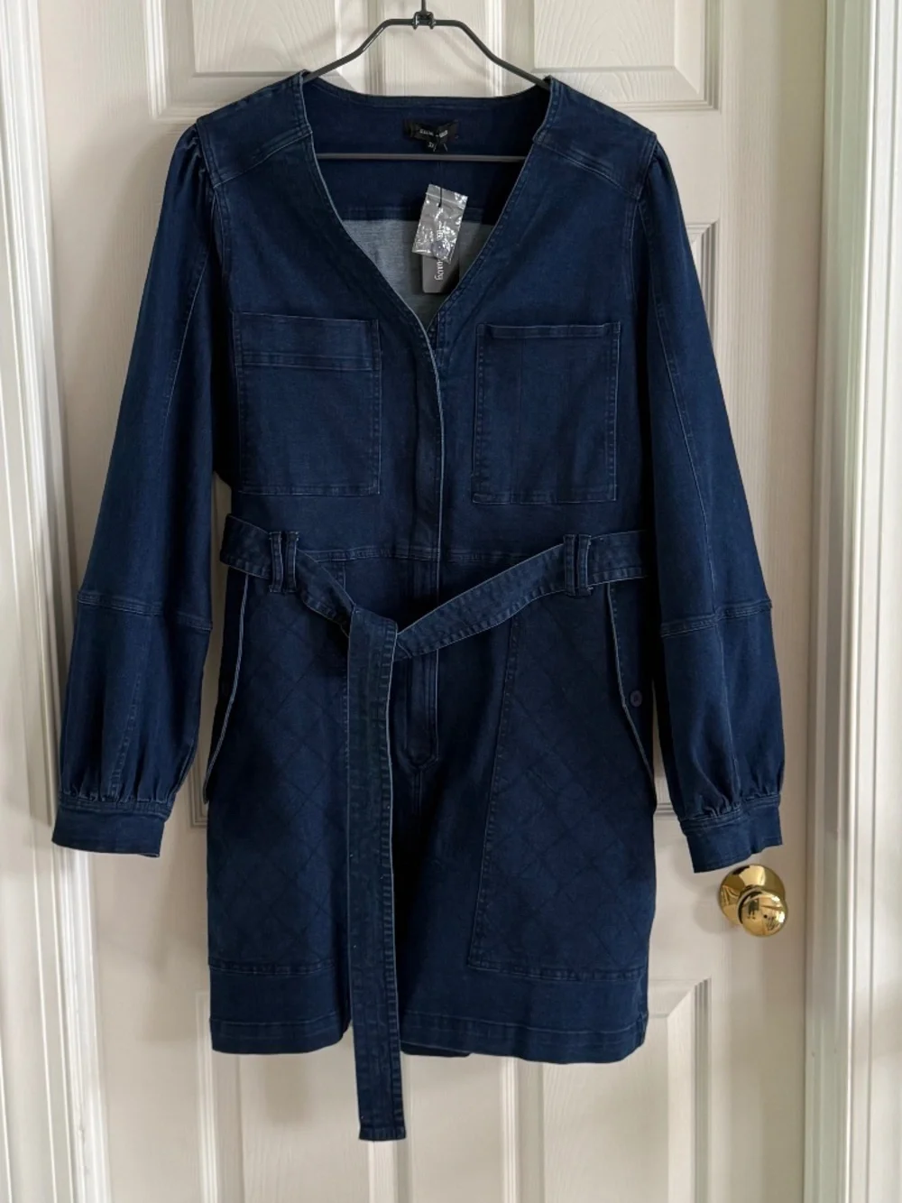 Buxom Curvy Denim Utility Romper With Belt Size 3X - Picture 3 of 15